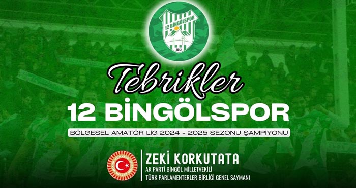 Milletvekili Zeki Korkutata’dan 12 Bingölspor’a tebrik mesajı