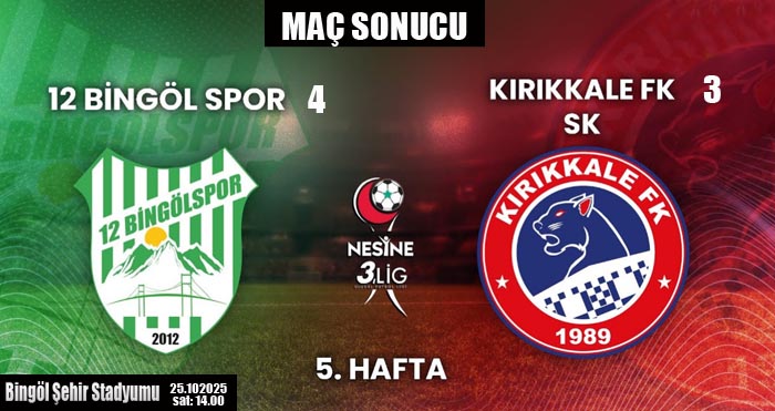 Temsilcimiz 12 Bingölspor Kırıkkale FK'yı 4-3 yendi