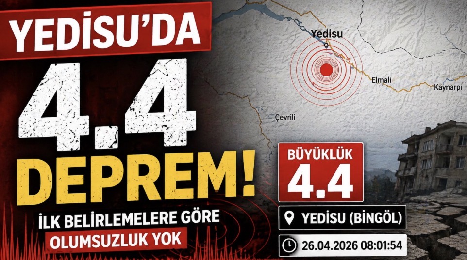 Bingöl Yedisu’da 4.4 büyüklüğünde deprem