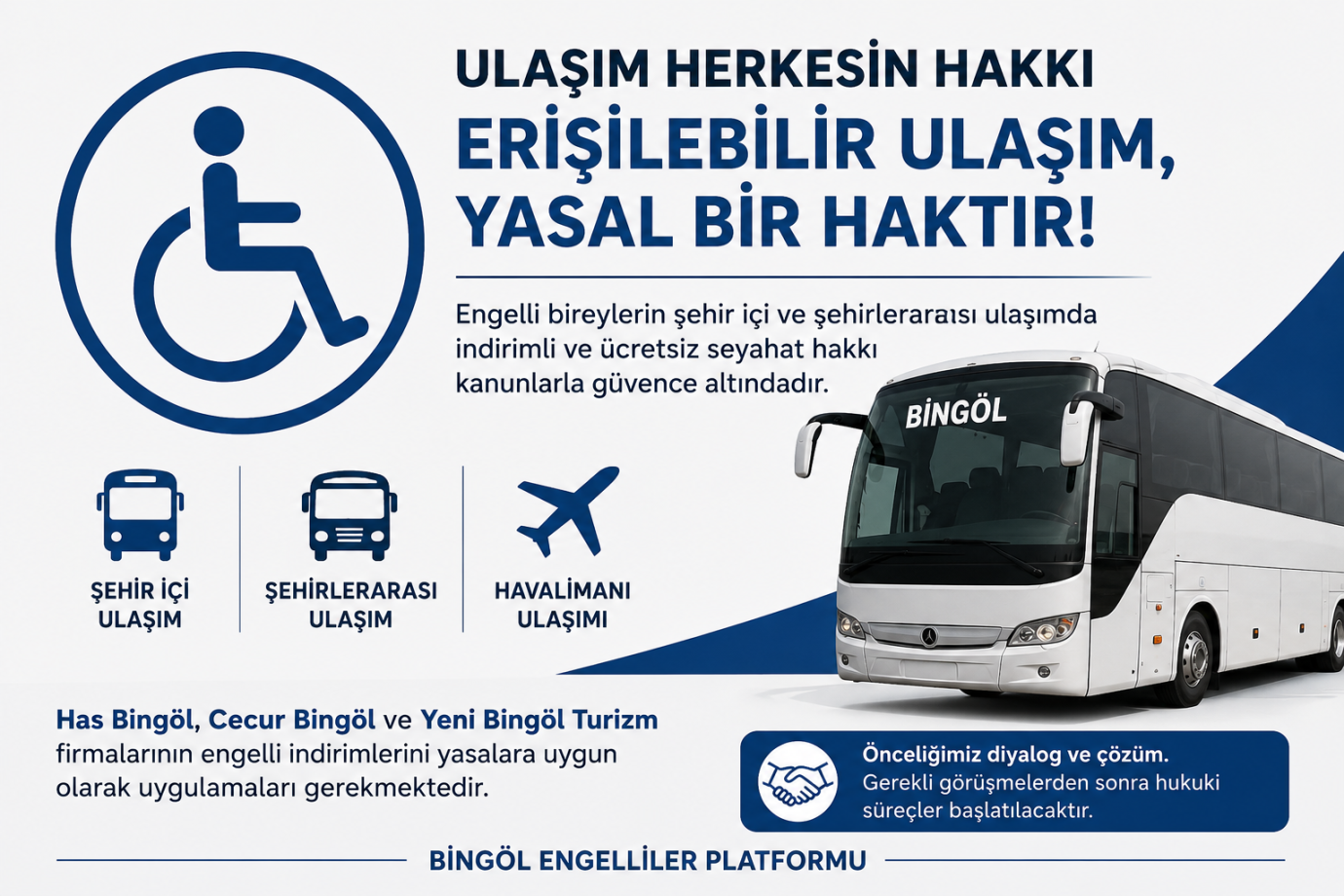 Bingöl Engelliler Platformu'ndan ulaşımda erişilebilirlik çağrısı