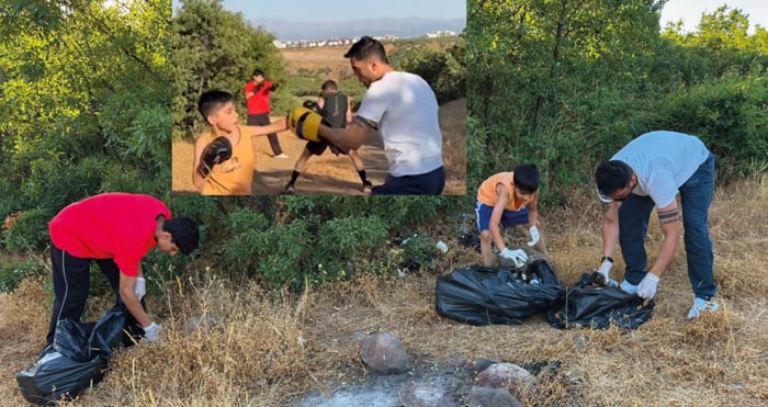 Belediye sporcuları doğada önce antrenman, sonra temizlik yaptı