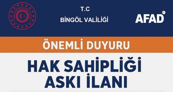 Bingöl’de depremzedeler için 2 aylık hak sahipliği askı süreci başladı